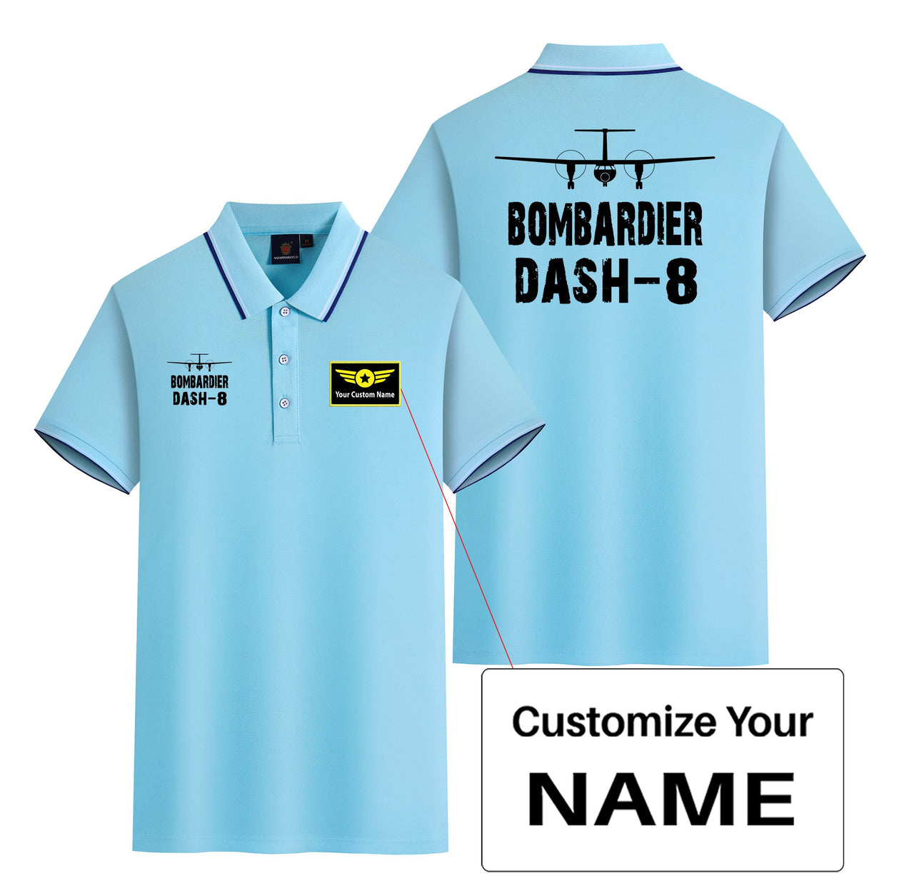 Bombardier Dash-8 & Plane Designed Stylish Polo T-Shirts (Double-Side)