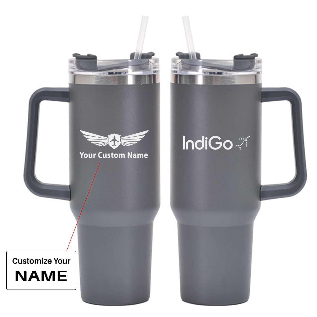 Indigo Airlines Designed 40oz Stainless Steel Car Mug With Holder