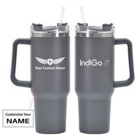 Thumbnail for Indigo Airlines Designed 40oz Stainless Steel Car Mug With Holder