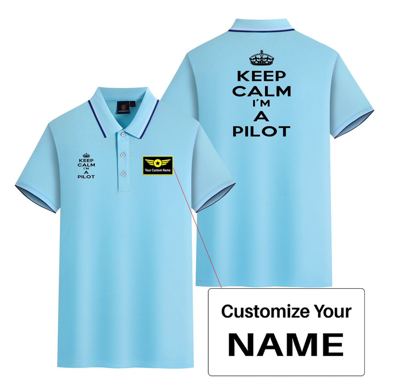 Keep Calm I'm a Pilot Designed Stylish Polo T-Shirts (Double-Side)