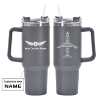Thumbnail for Airplane Shape Aviation Alphabet Designed 40oz Stainless Steel Car Mug With Holder