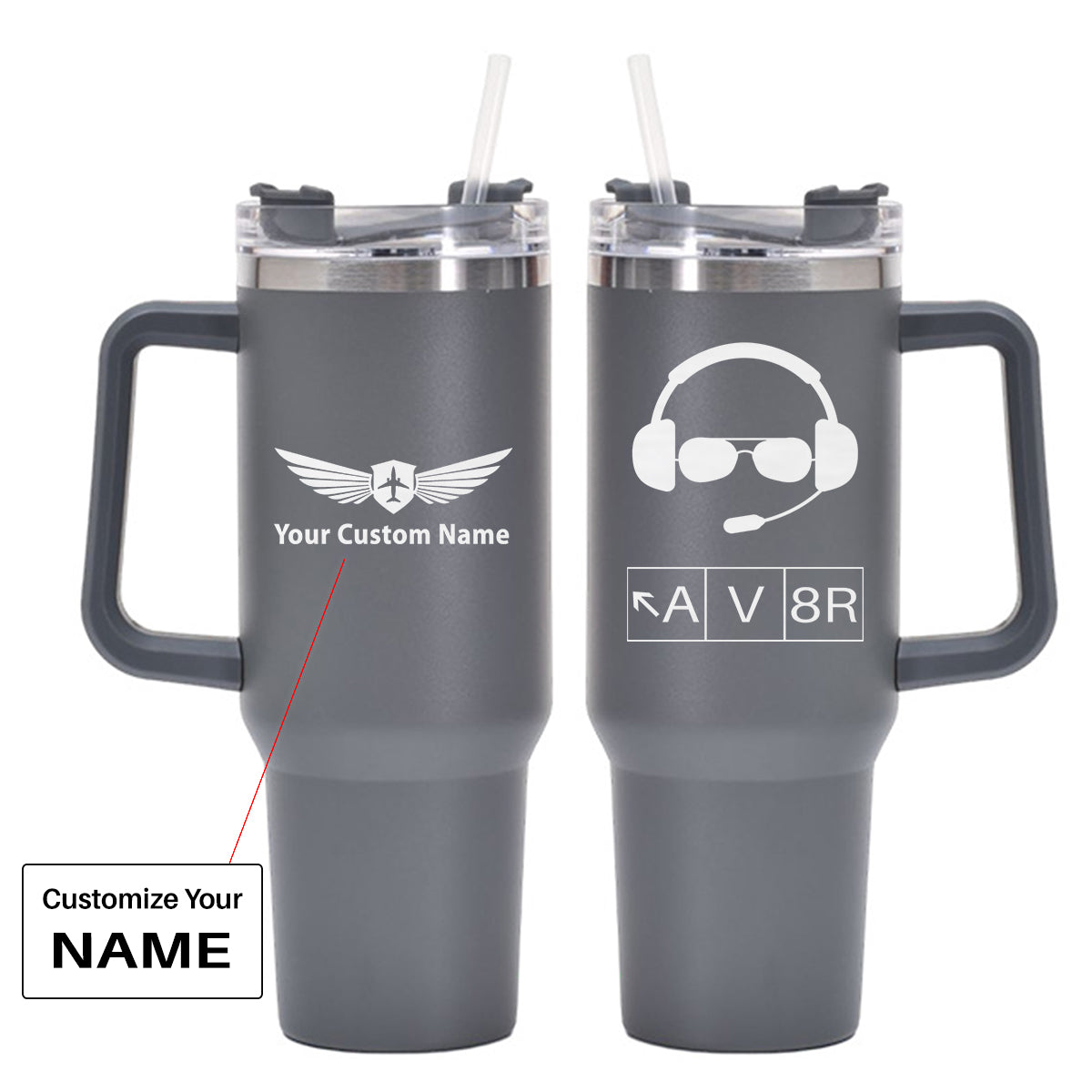 AV8R 2 Designed 40oz Stainless Steel Car Mug With Holder