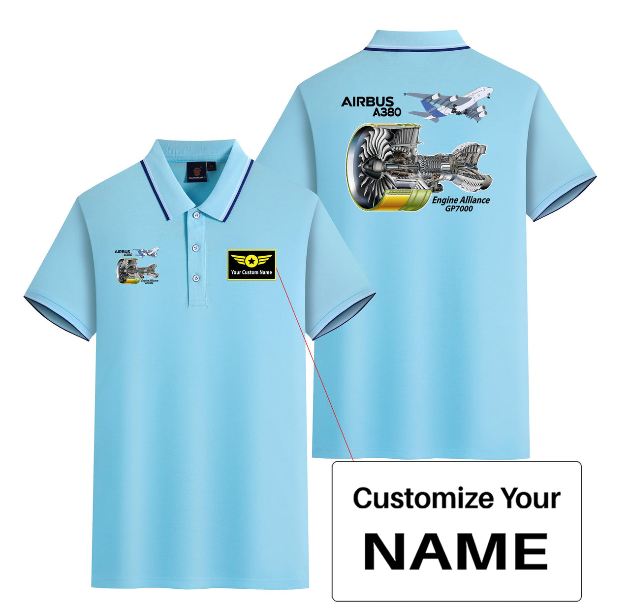 Airbus A380 & GP7000 Engine Designed Stylish Polo T-Shirts (Double-Side)