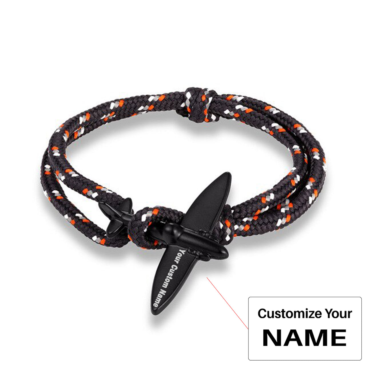 (Edition 4) - Thinner & Small Airplane Designed Bracelets Black (Adjustable)