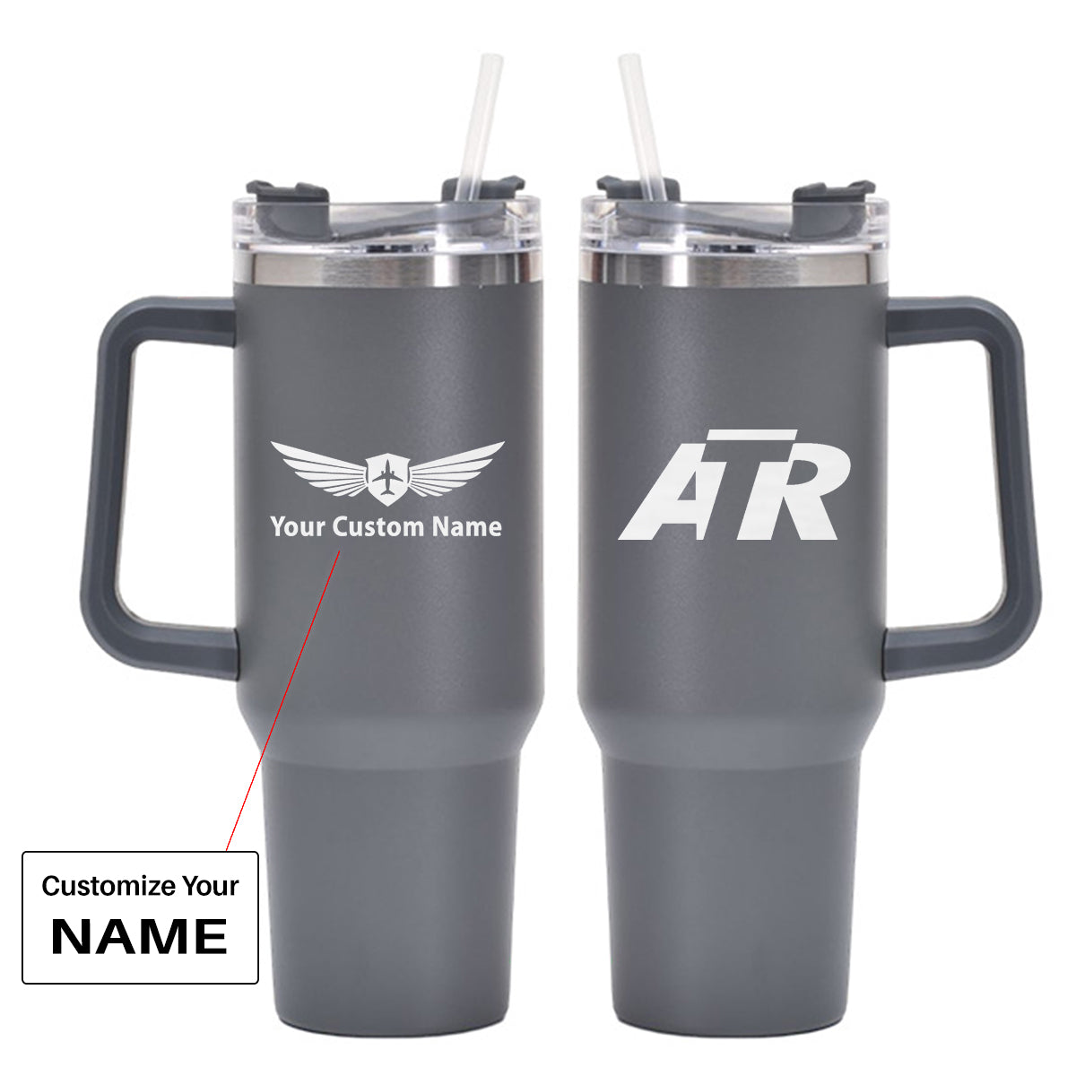 ATR & Text Designed 40oz Stainless Steel Car Mug With Holder