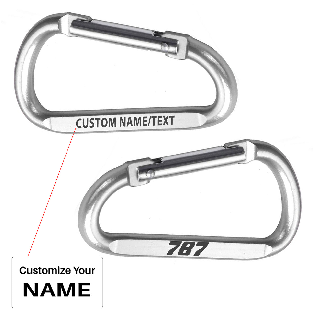 787 Flat Text Designed Aluminum Alloy Carabiner Key chains