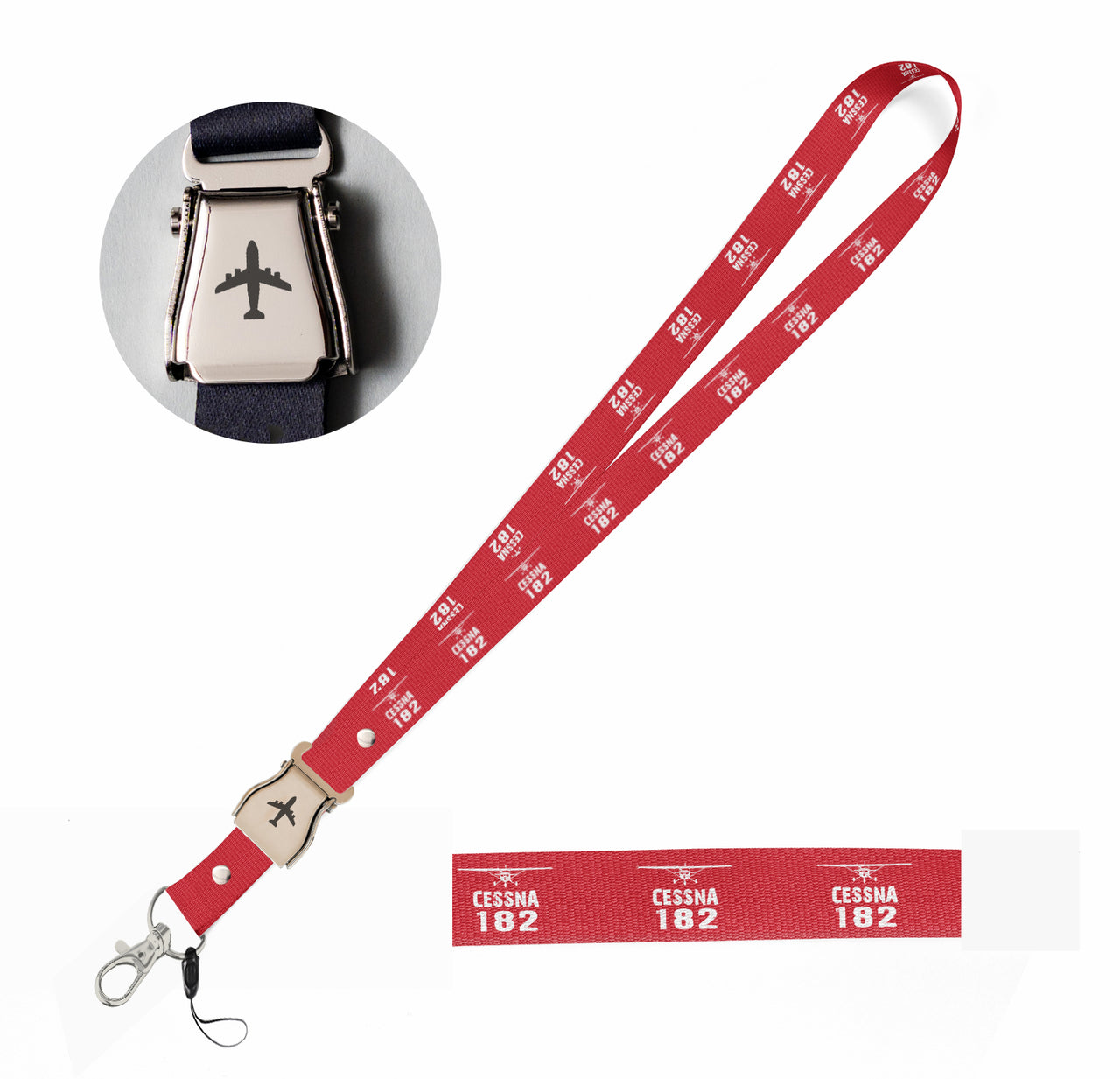 Cessna 182 & Plane Designed Airplane Seat Belt Detachable Lanyard & ID Holders