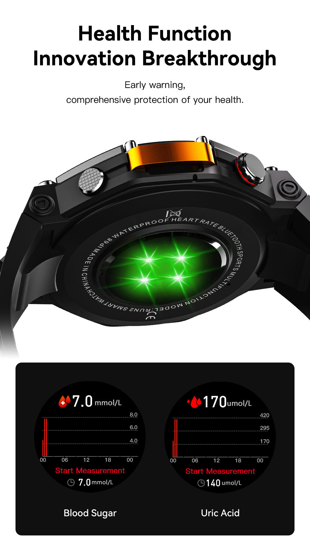 Rugged Military Smartwatch: Men's Outdoor Sports Watch with GPS Tracking, 5ATM Waterproof & HD Bluetooth Calls