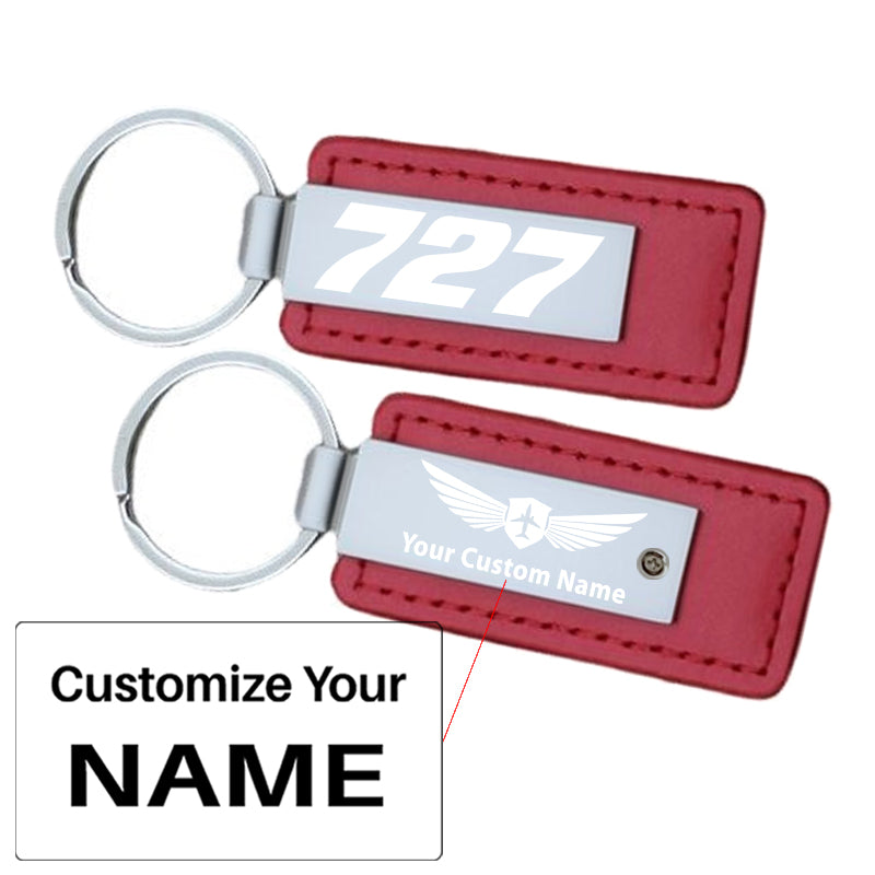 727 Flat Text Faux Leather Key Chains