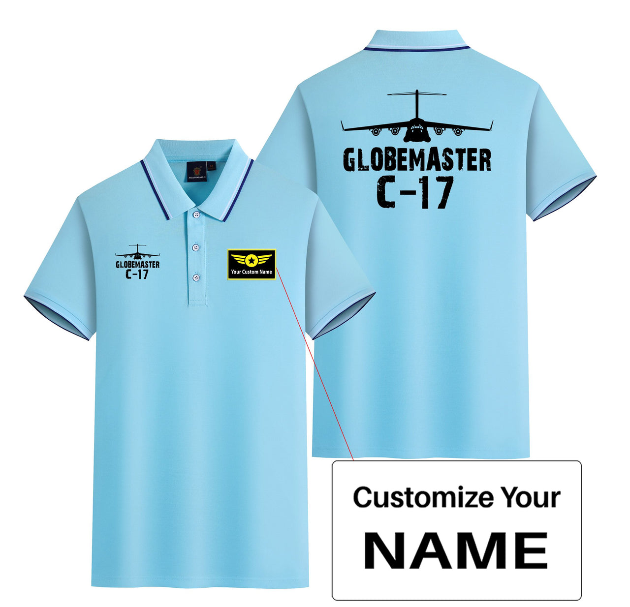GlobeMaster C-17 & Plane Designed Stylish Polo T-Shirts (Double-Side)