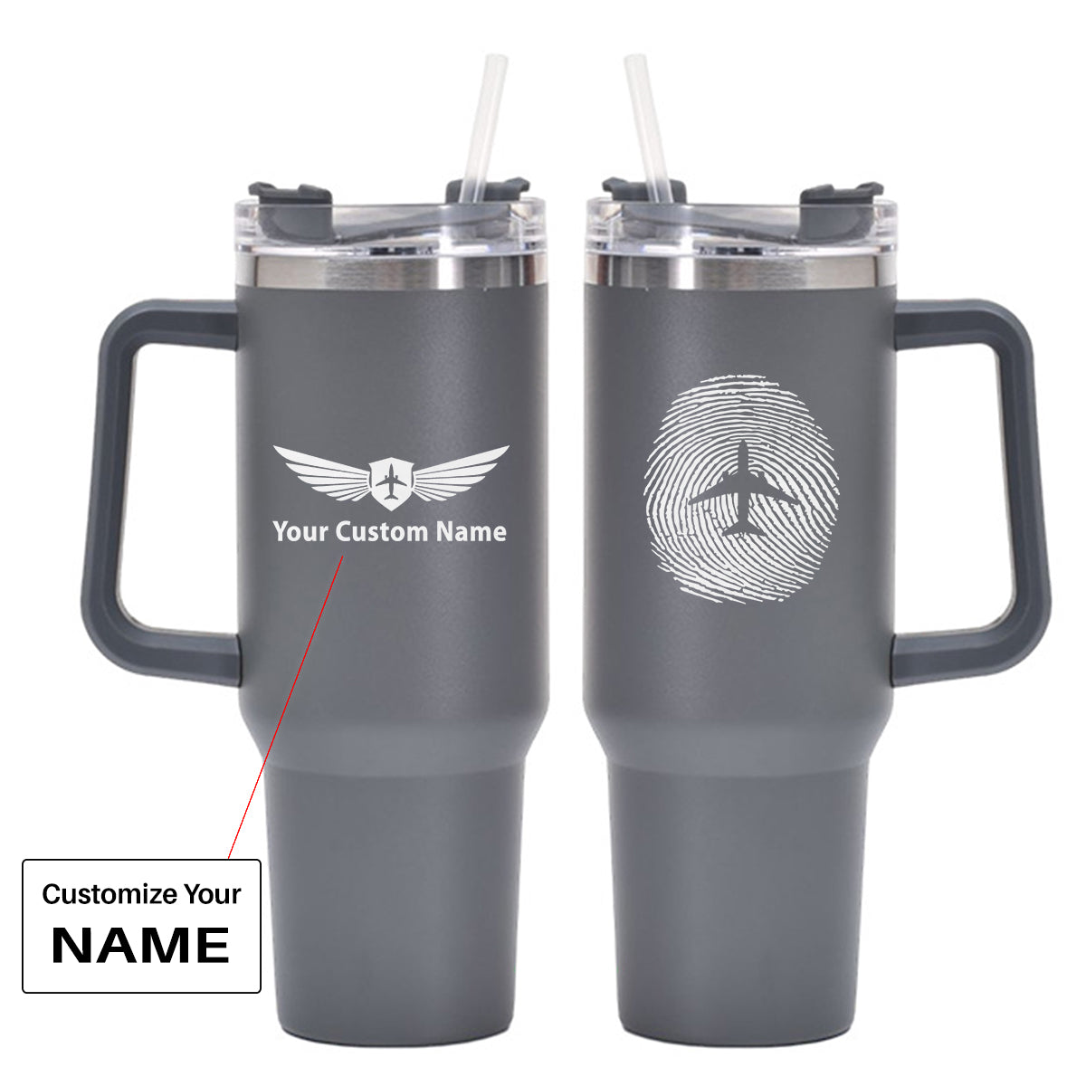 Aviation Finger Print Designed 40oz Stainless Steel Car Mug With Holder
