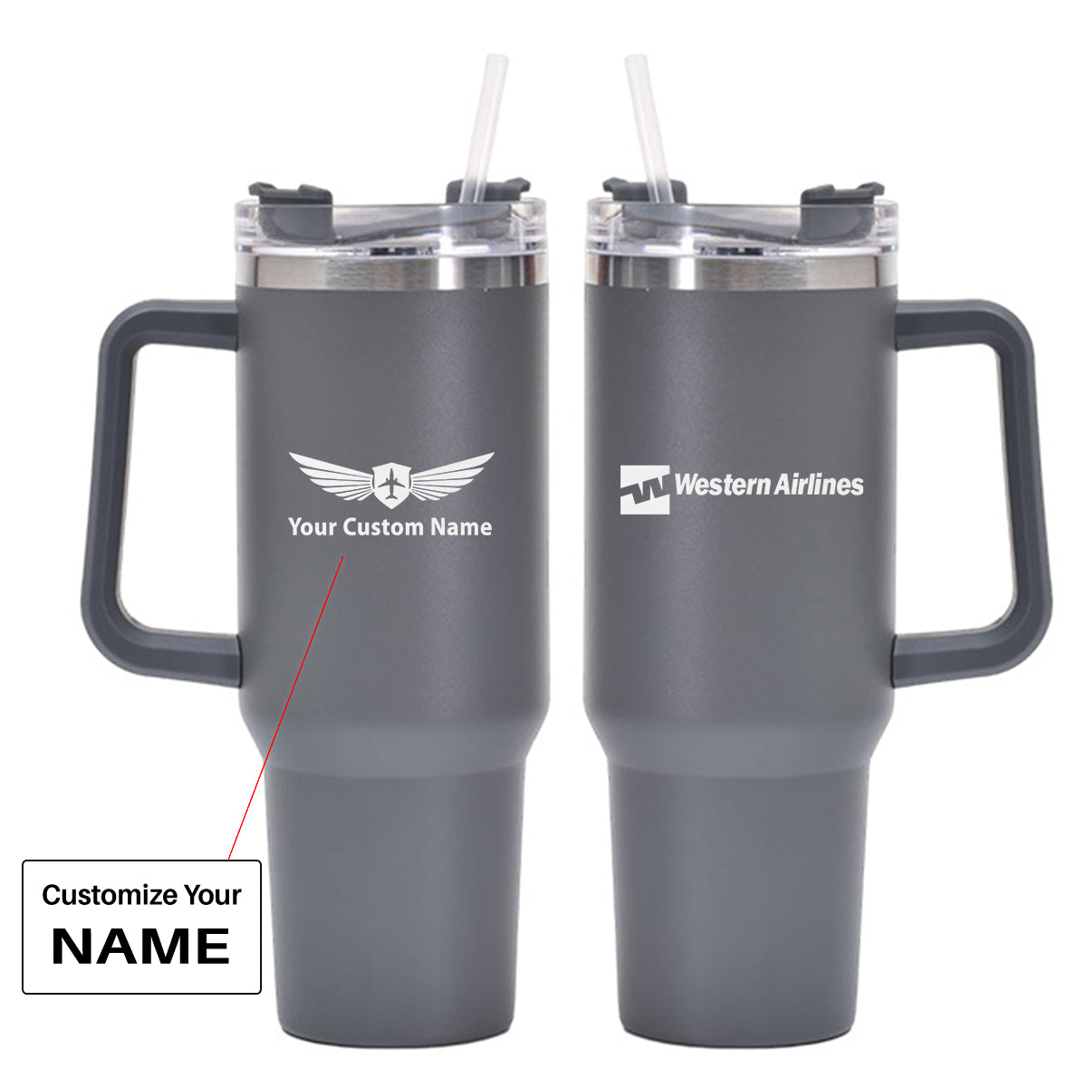 Western Airlines 40oz Stainless Steel Car Mug With Holder