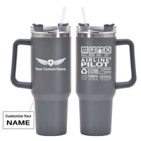 Thumbnail for Airline Pilot Label Designed 40oz Stainless Steel Car Mug With Holder