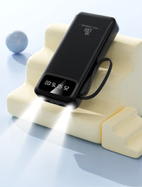 Thumbnail for 10000mAh 4-in-1 Built-in Cable Power Bank: Fast Charging