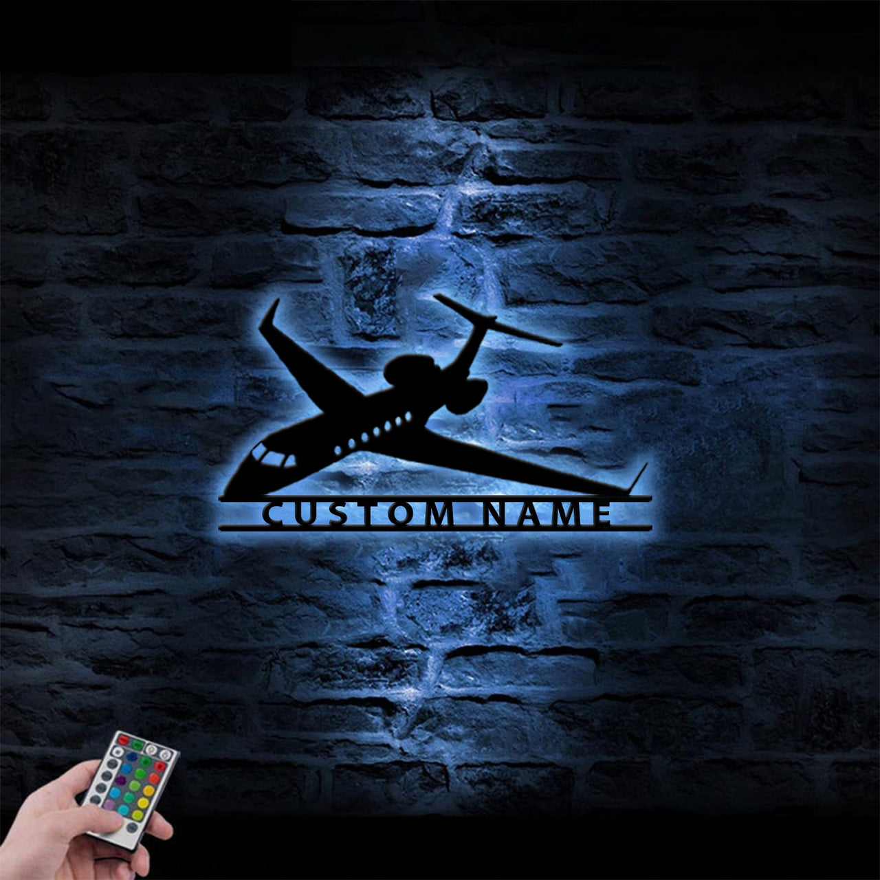 Amazing Business Jet Aircraft (FL-14) Designed Metal Wall Art LED Light