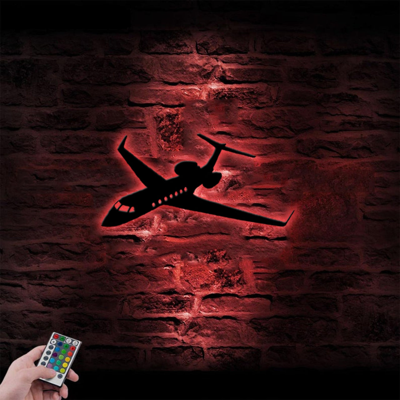 Amazing Business Jet Aircraft (FL-14) Designed Metal Wall Art LED Light