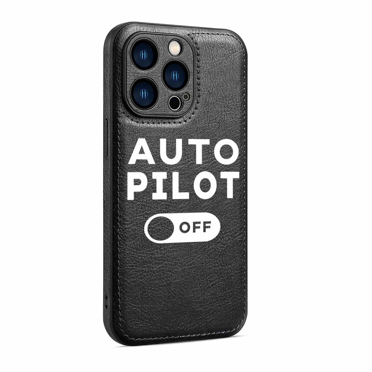Auto Pilot Off Designed Leather iPhone Cases
