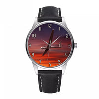 Thumbnail for Cruising Glider at Sunset Designed Fashion Leather Strap Watches