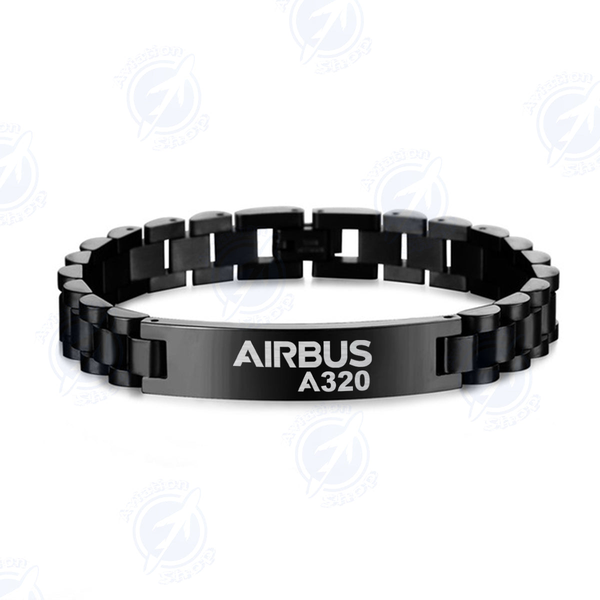 Airbus A320 & Text Designed Stainless Steel Chain Bracelets
