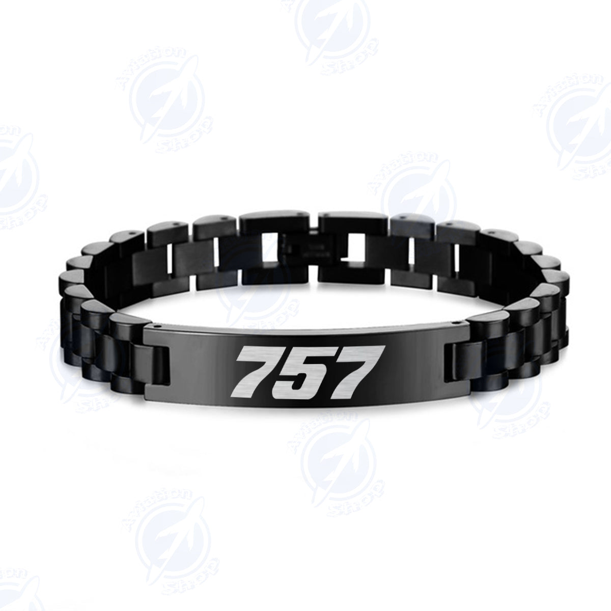 757 Flat Text Designed Stainless Steel Chain Bracelets