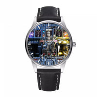Thumbnail for Boeing 737 Cockpit Designed Fashion Leather Strap Watches