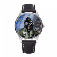 Thumbnail for Amazing Military Pilot Selfie Designed Fashion Leather Strap Watches