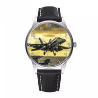 Thumbnail for Departing Jet Aircraft Designed Fashion Leather Strap Watches