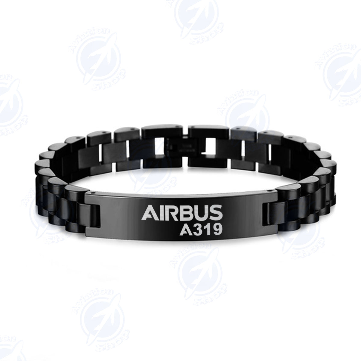 Airbus A319 & Text Designed Stainless Steel Chain Bracelets