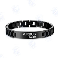 Thumbnail for Airbus A319 & Text Designed Stainless Steel Chain Bracelets