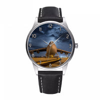 Thumbnail for Amazing Military Aircraft at Night Designed Fashion Leather Strap Watches