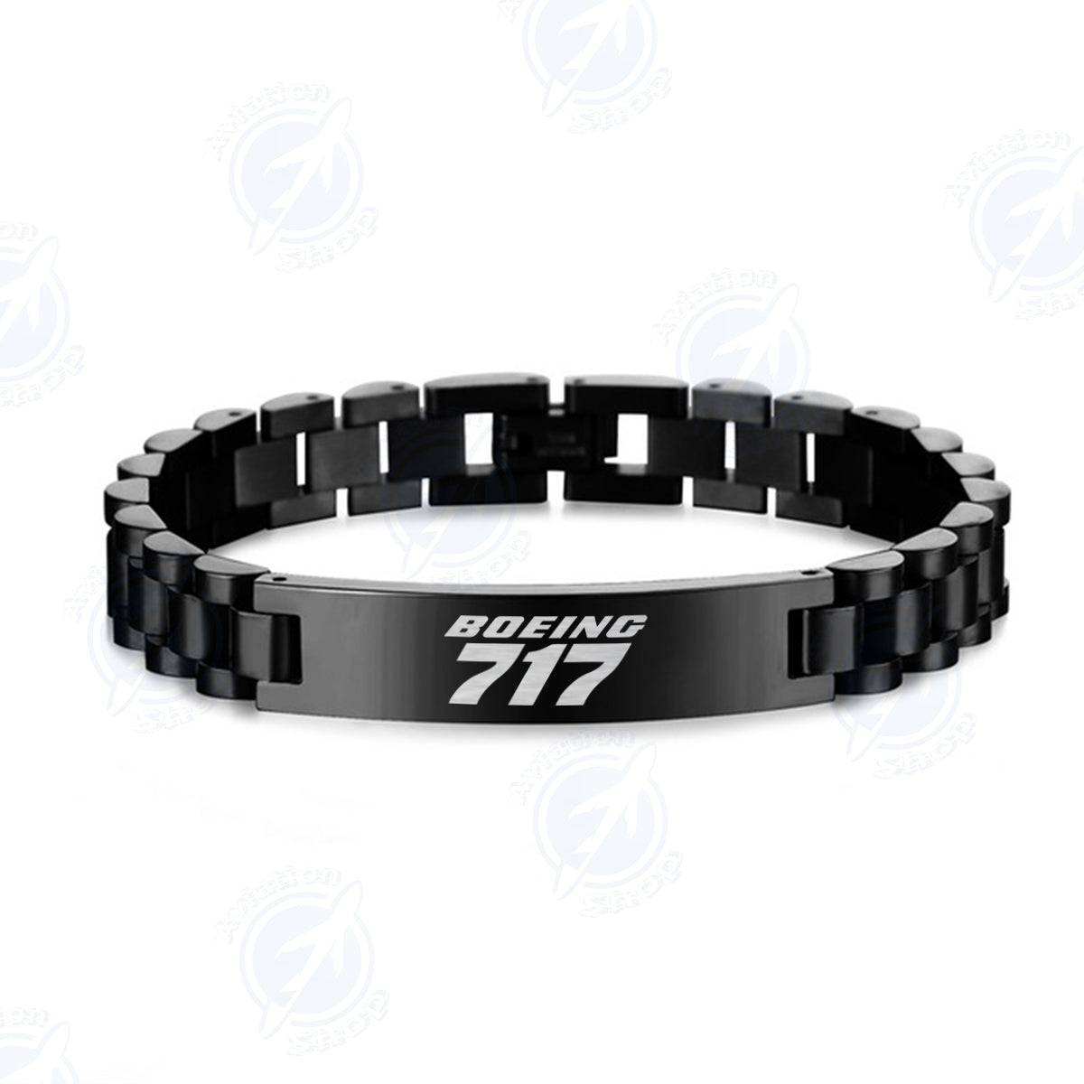 Boeing 717 & Text Designed Stainless Steel Chain Bracelets