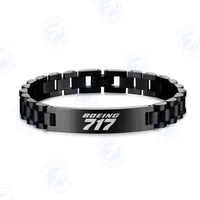 Thumbnail for Boeing 717 & Text Designed Stainless Steel Chain Bracelets