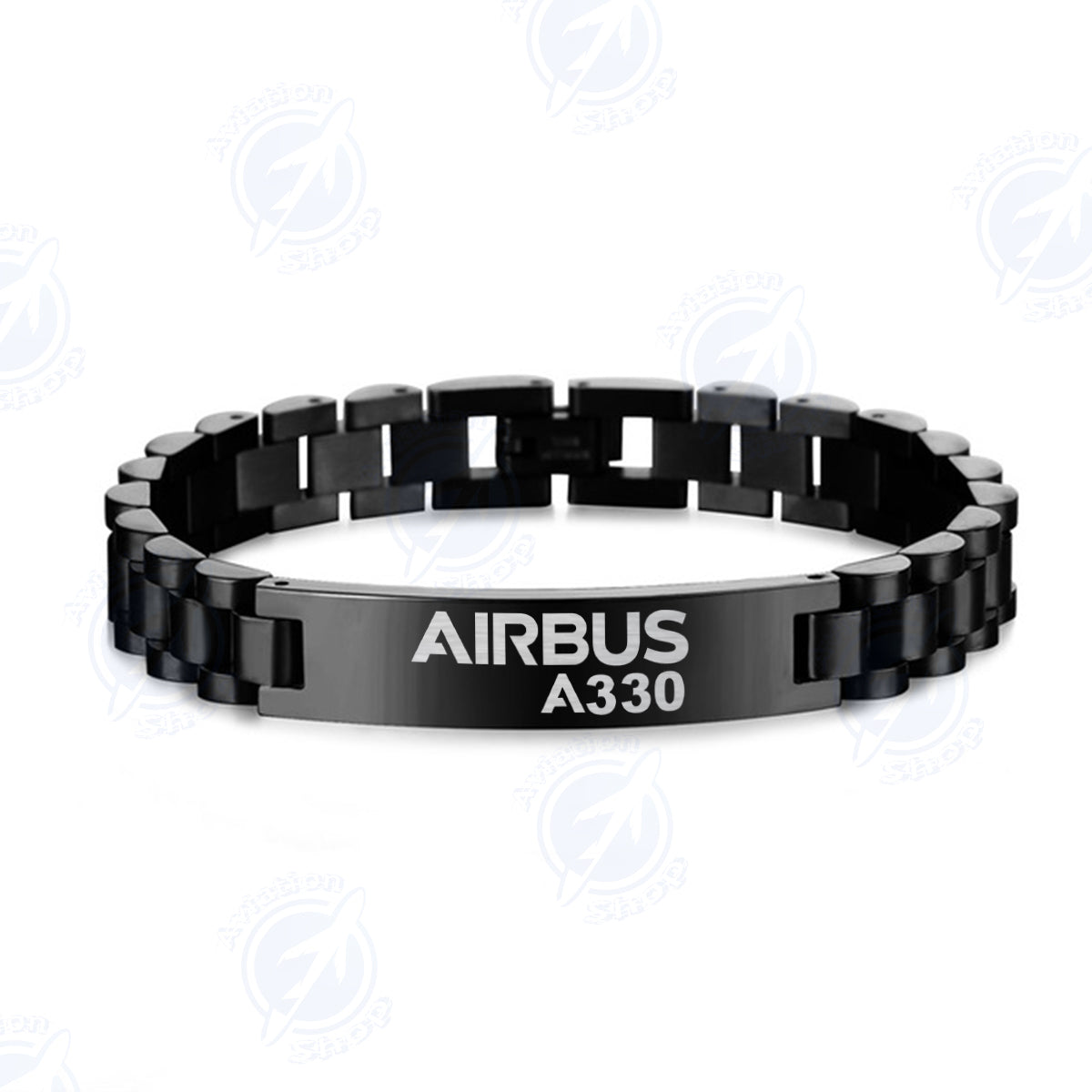 Airbus A330 & Text Designed Stainless Steel Chain Bracelets