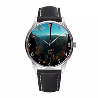 Thumbnail for Beautiful Scenary Through Helicopter Cockpit Designed Fashion Leather Strap Watches