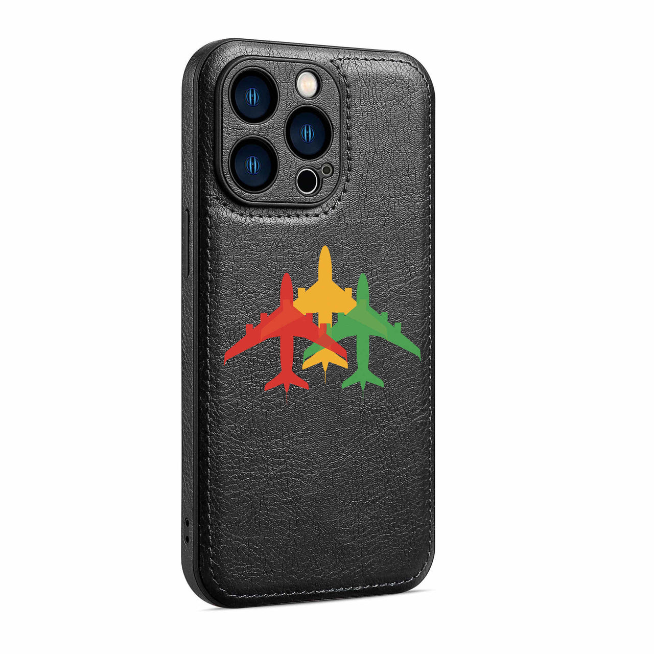 Colourful 3 Airplanes Designed Leather iPhone Cases