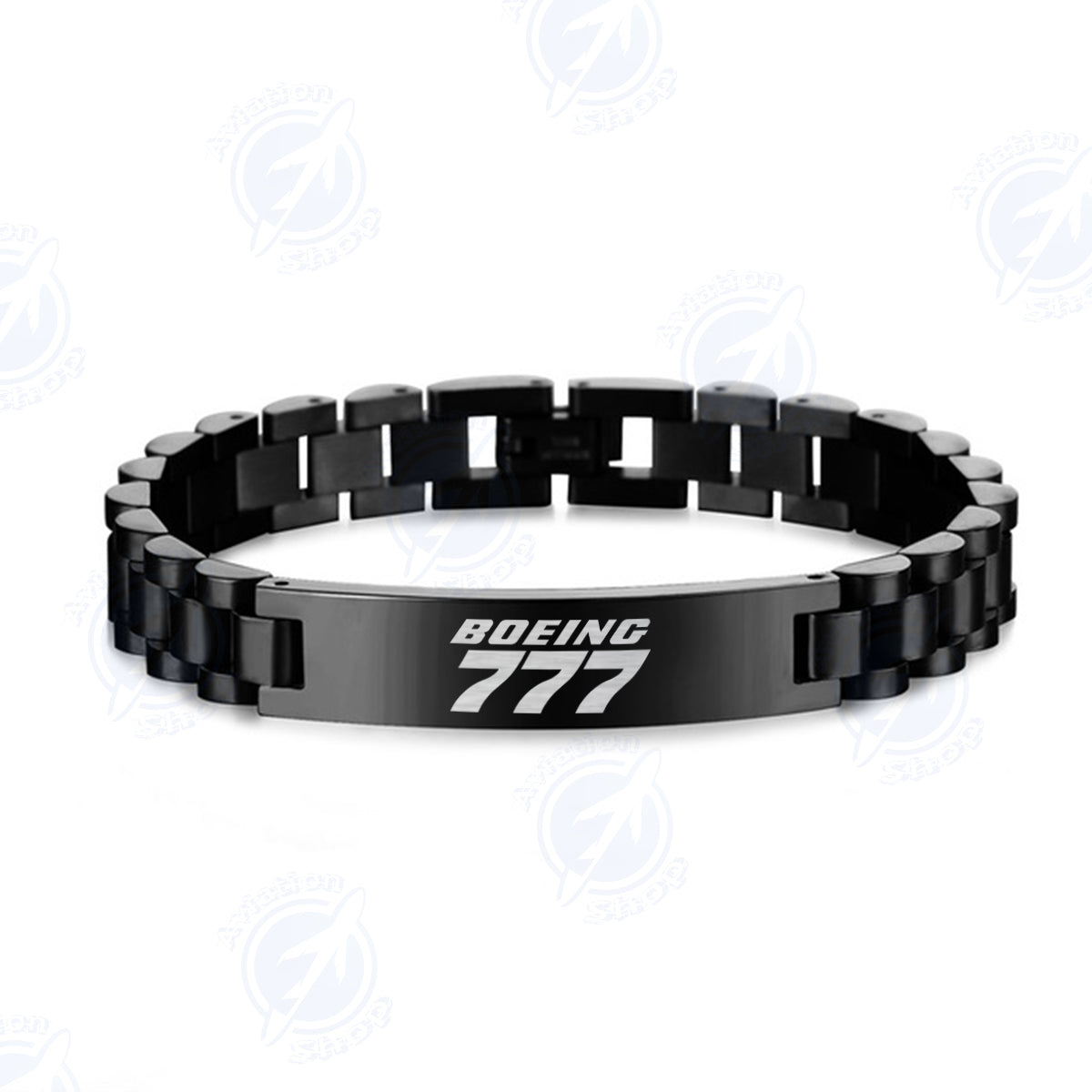Boeing 777 & Text Designed Stainless Steel Chain Bracelets