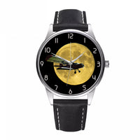 Thumbnail for Antonov-2 With Moon Designed Fashion Leather Strap Watches