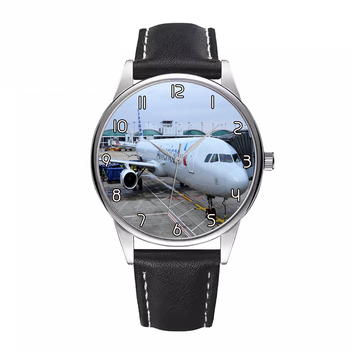 American Airlines A321 Designed Fashion Leather Strap Watches
