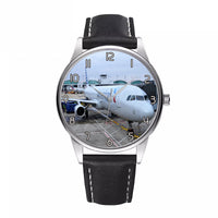 Thumbnail for American Airlines A321 Designed Fashion Leather Strap Watches