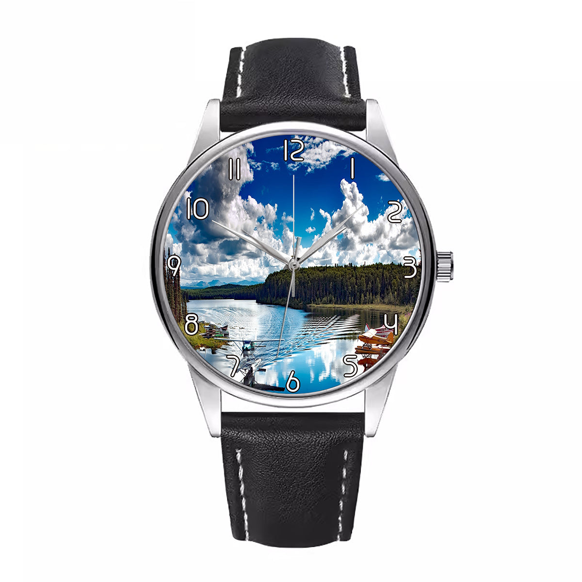Amazing Scenary & Sea Planes Designed Fashion Leather Strap Watches