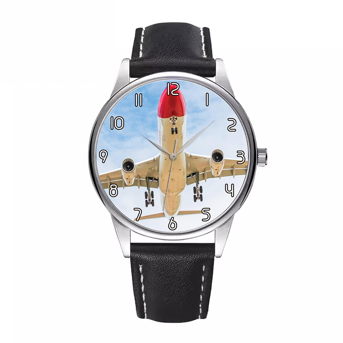 Beautiful Airbus A330 on Approach copy Designed Fashion Leather Strap Watches