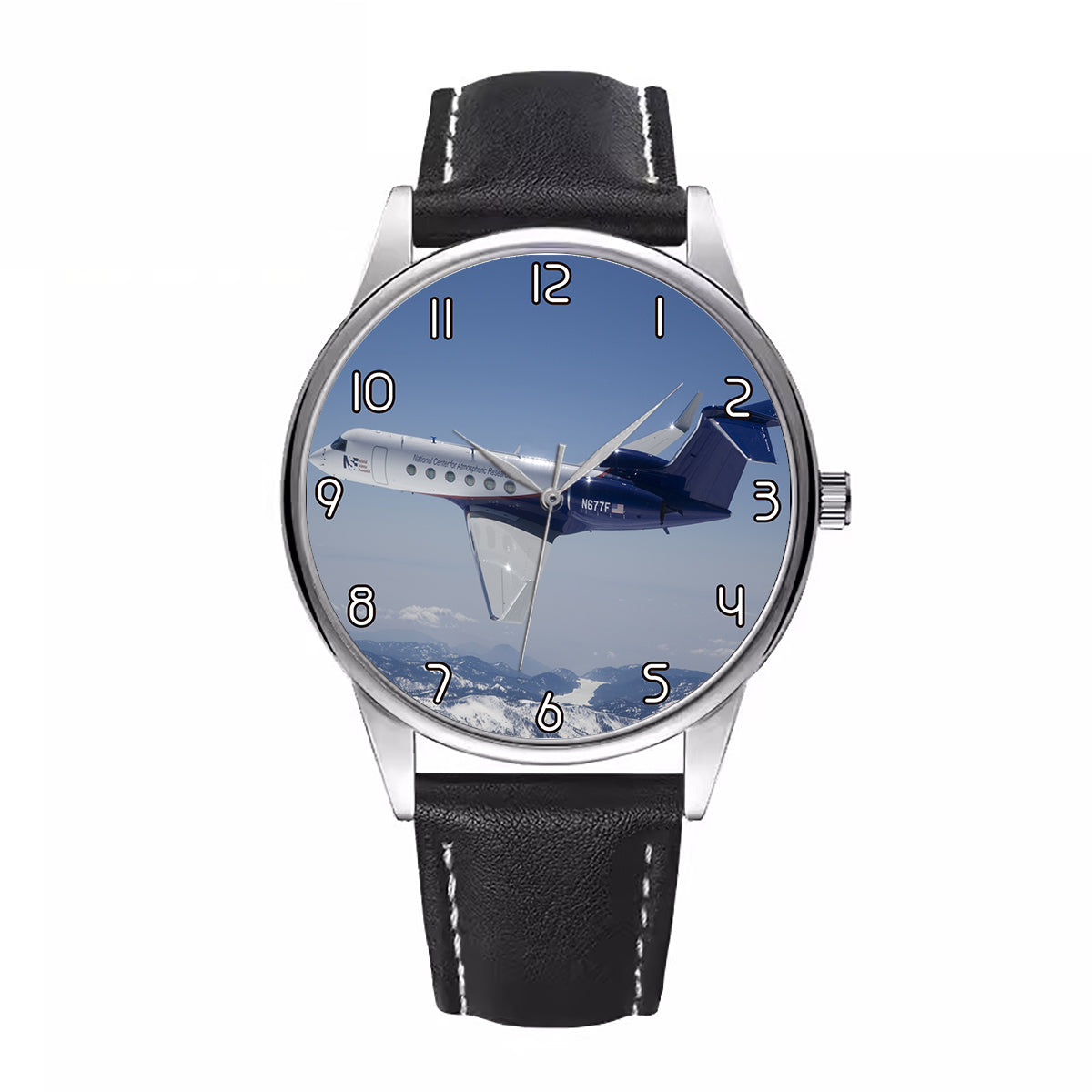 Cruising Gulfstream Jet Designed Fashion Leather Strap Watches
