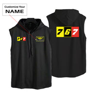 Thumbnail for Flat Colourful 767 Designed Hooded Tank Tops