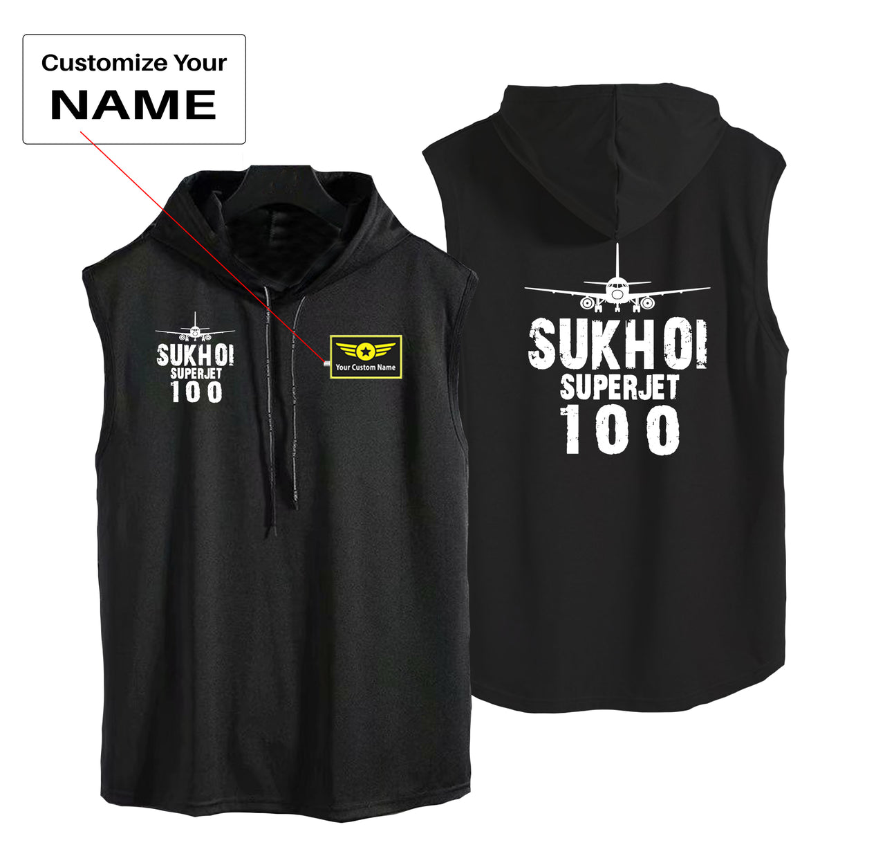 Sukhoi Superjet 100 & Plane Designed Hooded Tank Tops