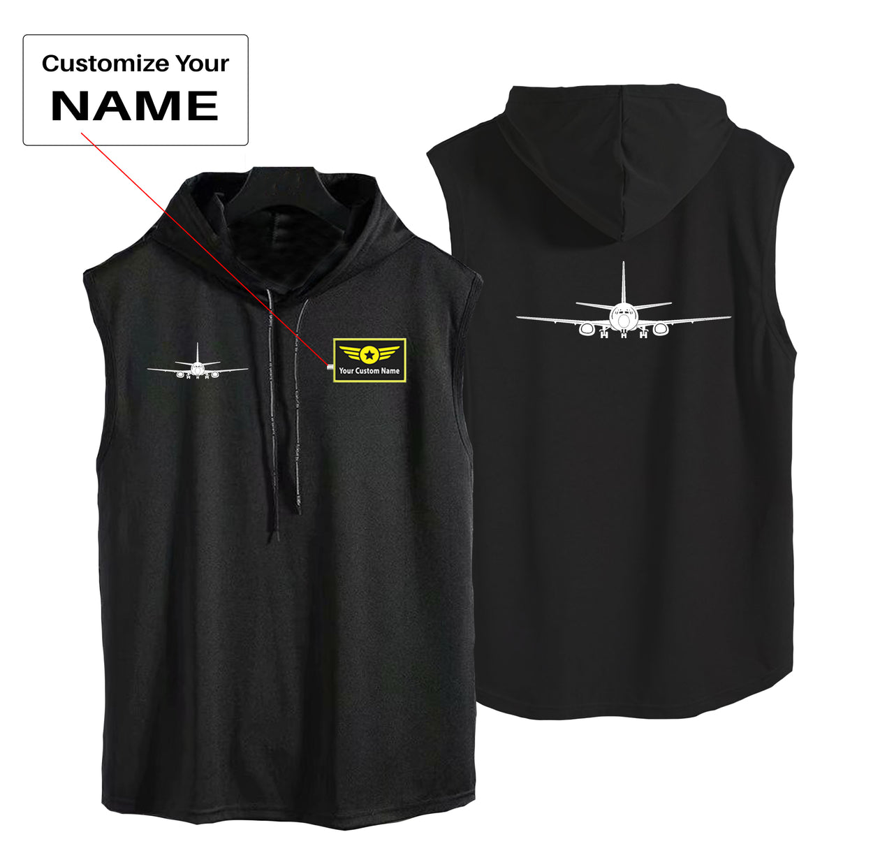 Boeing 737 Silhouette Designed Hooded Tank Tops