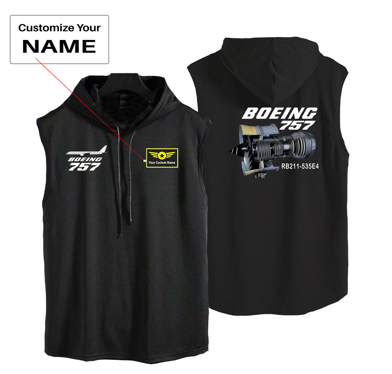 Boeing 757 & Rolls Royce Engine (RB211) Designed Hooded Tank Tops