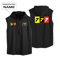 Thumbnail for Flat Colourful 777 Designed Hooded Tank Tops