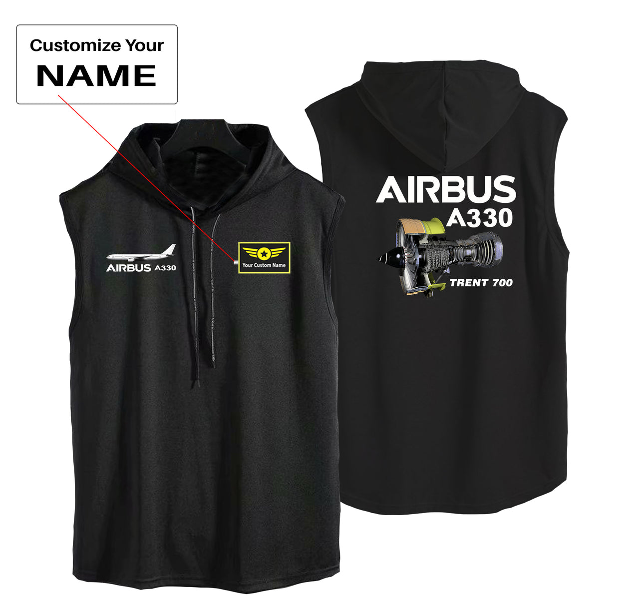 Airbus A330 & Trent 700 Engine Designed Hooded Tank Tops