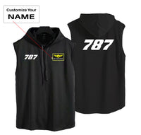 Thumbnail for 787 Flat Text Designed Hooded Tank Tops