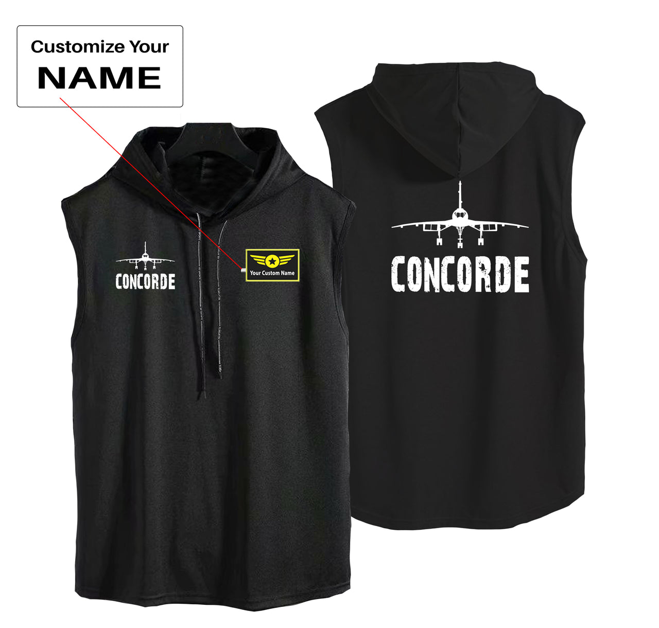Concorde & Plane Designed Hooded Tank Tops